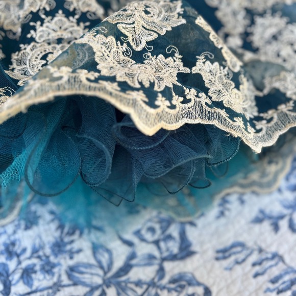 Chi Chi London Reign or Shine Lace Dress Teal Blue 4 Party Cocktail‎ Prom Glam - Picture 9 of 14